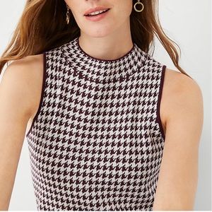Houndstooth Mock Neck Sweater Shell